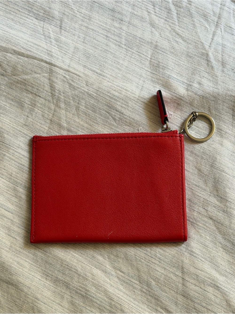 Vintage Coach Red-Orange Leather Card Case with Keyring - Picture 2 of 7